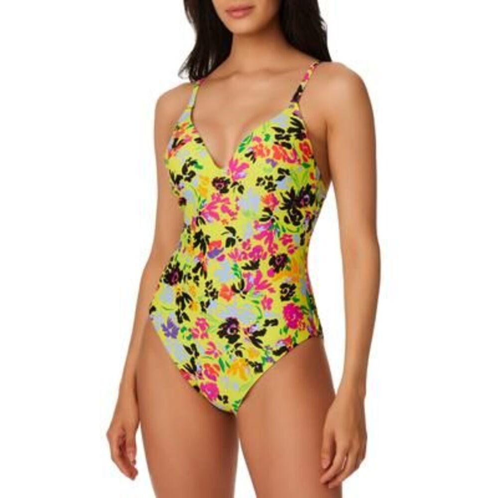 Bar III Floral Chic One-piece Swimsuit In Citron M